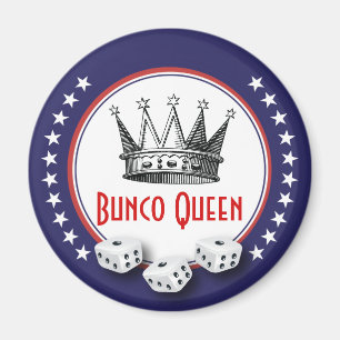Bunco koningin magneet rood, wit en blauw met ster