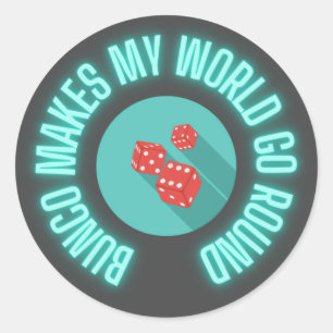 Bunco laat mijn wereld rondlopen ronde sticker