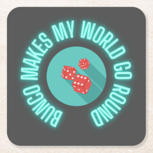 Bunco laat mijn wereld rondlopen  vierkante kartonnen onderzetter