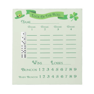Bunco Lucky Roll Score Pad March Saint Patricks Notitieblok