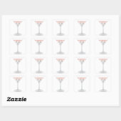 Bunco Martini Cocktail Vierkante Sticker (Vel)