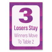 Bunco Modern Paarse Stripe Table Drie Kaart (Voorkant)