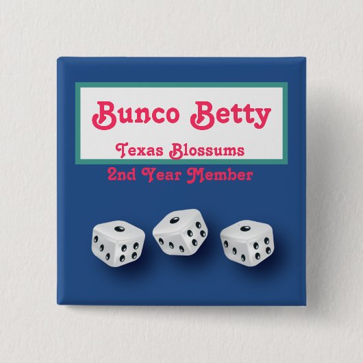 Bunco-naam Vierkante Button 5,1 Cm (Voorkant)