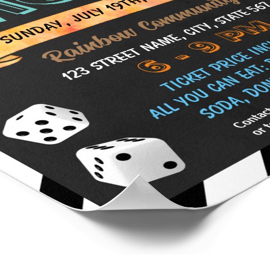 Bunco nacht sjabloon poster (Hoek)