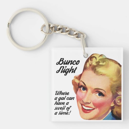 Bunco Night Funny Retro Woman, een tijd lang Sleutelhanger (voorkant)