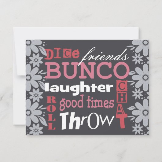Bunco Night Jolie Fleurs Invitation (Devant)