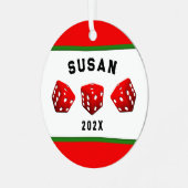 Bunco Night Player Metalen Ornament (Voorkant links)