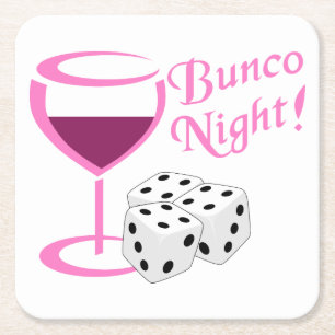 Bunco Night Vierkante Kartonnen Onderzetter
