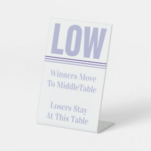 Bunco Paarse Lage Tafel  Reclamebord Met Voetstuk