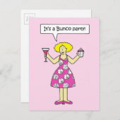 Bunco Party Invitation Dessin Lady (Devant / Derrière)