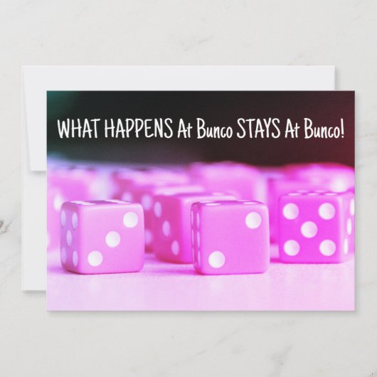 Bunco Pink Dice Party Kaart (Voorkant)