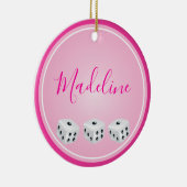 Bunco Player Dice Monogram Roze Keramisch Ornament (Rechts)