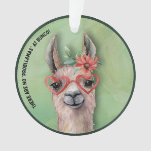 Bunco Player Funny Lllama Waterverf Cactus Flower Ornament