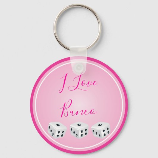 Bunco Player I Love Bunco Dice Pink Sleutelhanger (Voorkant)