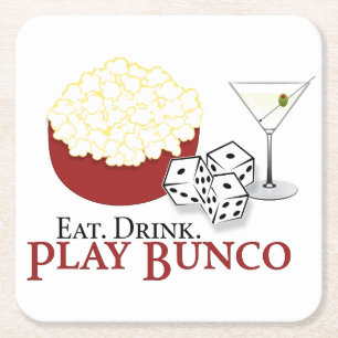 Bunco Popcorn Cocktail Vierkante Kartonnen Onderzetter