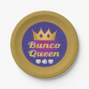 Bunco Queen Crown en Dice Papieren Bordje