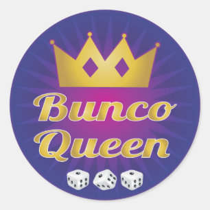 Bunco Queen Crown en Dice Ronde Sticker