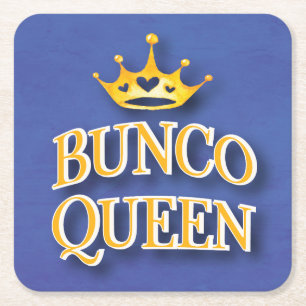 Bunco Queen Game Night Party Vierkante Kartonnen Onderzetter