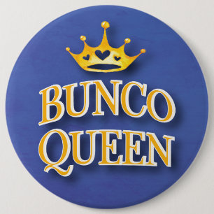 Bunco Queen Heart Crown Yellow Waterverf Ronde Button 6,0 Cm