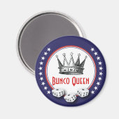 Bunco Queen Magnet rouge, blanc et bleu avec étoil (Recto/Verso)
