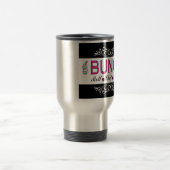 Bunco, Roll, Chat, Laugh in Pink, Black en White Reisbeker (Center)