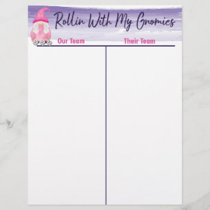 Bunco Schattige Gnome Dice Tally Score Sheet