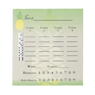 bunco score of score - tropische ananas notitieblok
