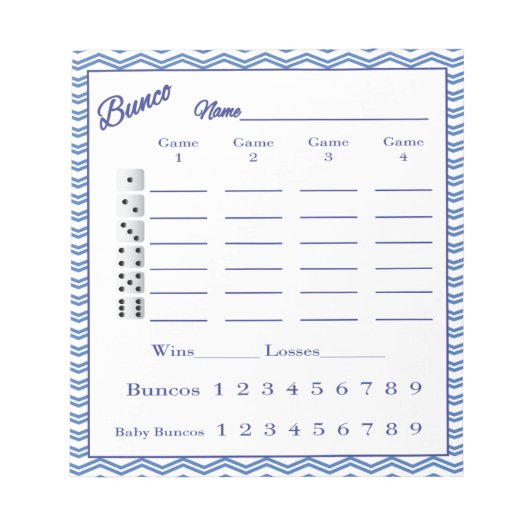 bunco score pad - Chevron patroon Notitieblok (Voorkant)
