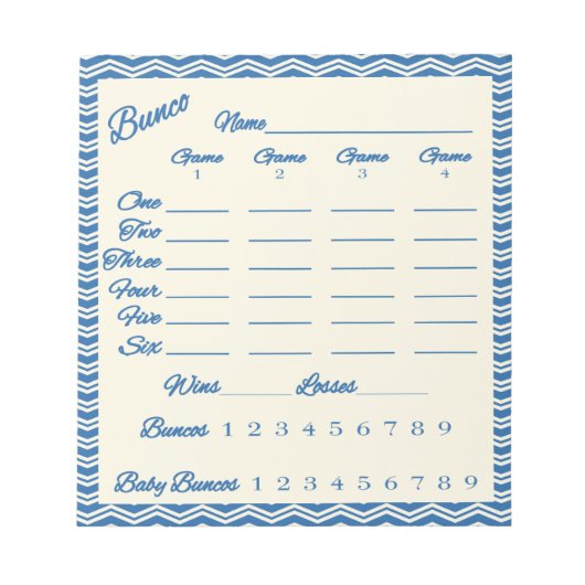 bunco score pad - Chevron patroon Notitieblok (Voorkant)