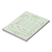 Bunco Score Pad March Green Notitieblok (Gedraaid)