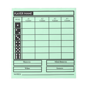 Bunco Score Pad Notitieblok