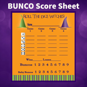 Bunco Score Pad October Theme Witch Halloween Notitieblok