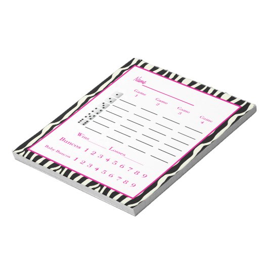 bunco score pad - zebra ontwerp notitieblok (Gedraaid)