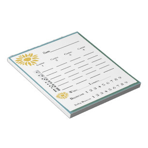 bunco score pad - zonnebloemen notitieblok