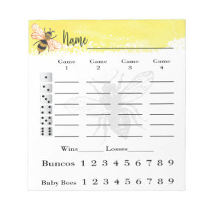 Bunco Score Sheets Bee Notepad Notitieblok