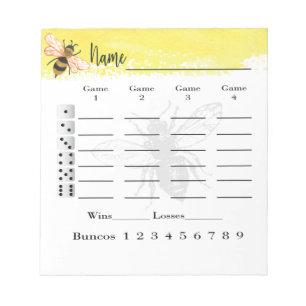 Bunco Score Sheets Bee Notitieblok