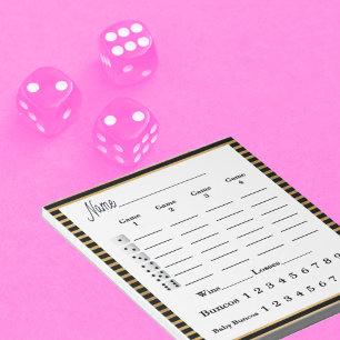 Bunco Score-vellen zwart Gold Stripe Notitieblok
