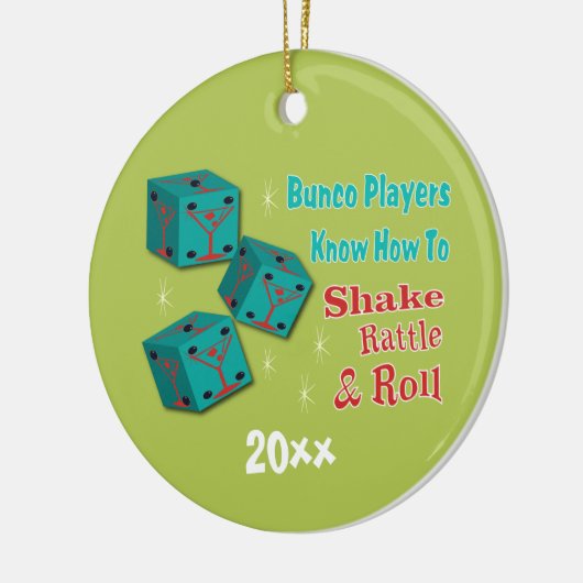 Bunco - Shake, Rattle & Roll Martini Dice Ornament (Links)