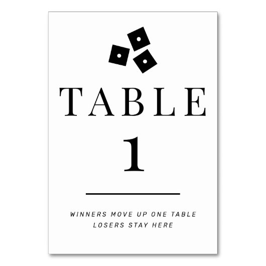 Bunco simple noir et blanc Numéro de table 1 (Dos)