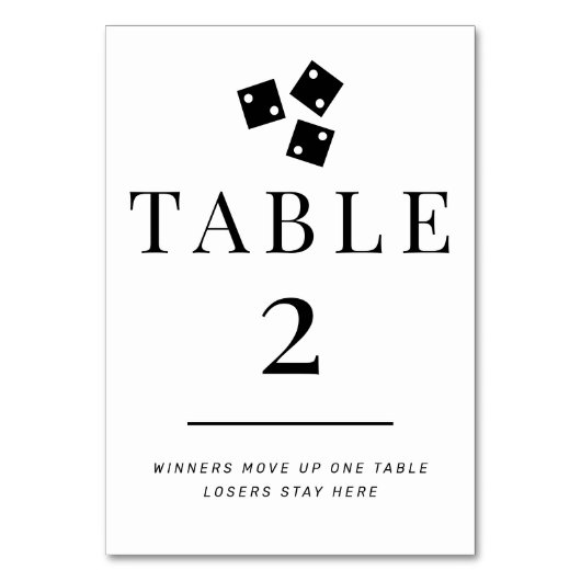 Bunco simple noir et blanc Numéro de table 2 (Dos)