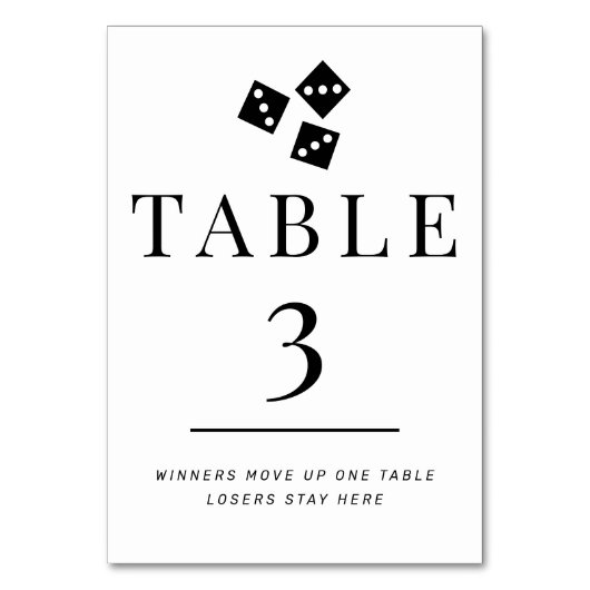 Bunco simple noir et blanc Numéro de table 3 (Dos)