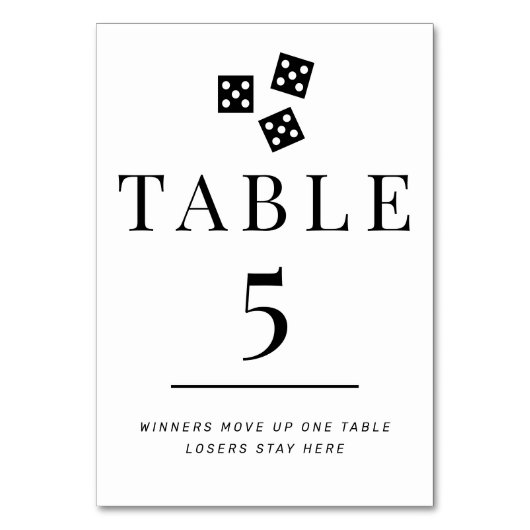 Bunco simple noir et blanc Numéro de table 5 (Dos)