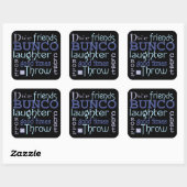 Bunco Spel Nachtblauw en Paarse Moderne Typografie Vierkante Sticker (Vel)