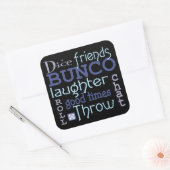Bunco Spel Nachtblauw en Paarse Moderne Typografie Vierkante Sticker (Envelop)