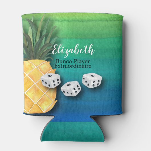 Bunco speler Monogram Strand Ananas Dice Blikjeskoeler (Achterkant)