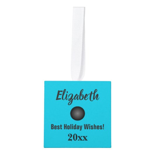 Bunco-speler Monogrammed Toned Wood Holiday Kubus Ornament (Voorkant)