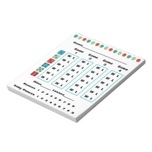 Bunco-Stippen Bunco-score Notitieblok