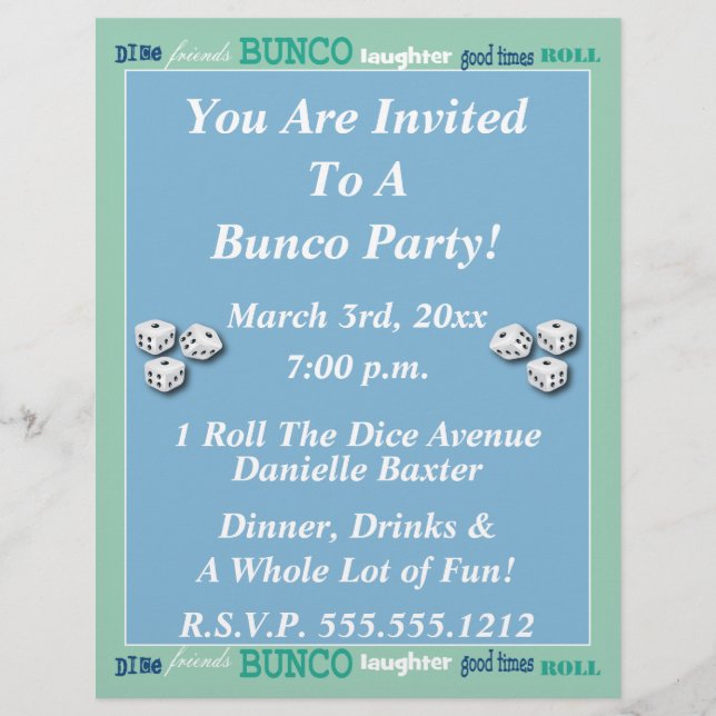 Bunco Subway Art Invite (Voorkant)