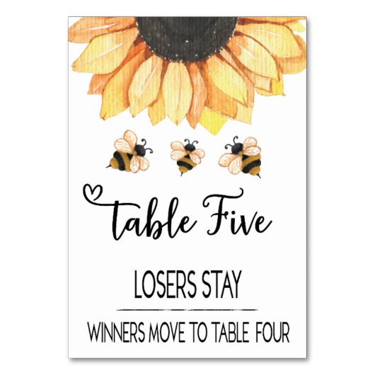 Bunco Sunflower Bee Table Kaart #5 (Voorkant)