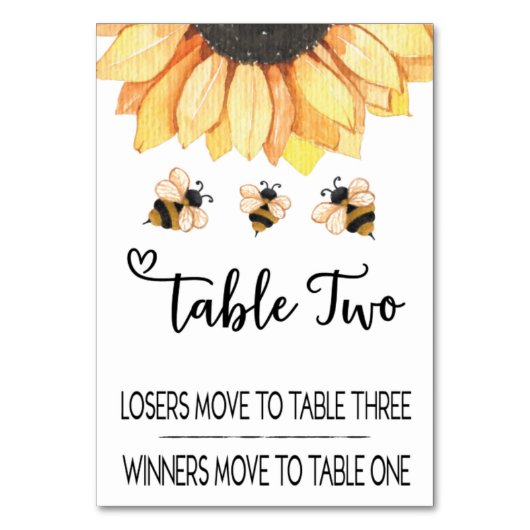 Bunco Sunflower Bee Table Kaart Two (Voorkant)
